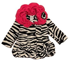 Mack&Co Toddler Winter Button Up Zebra Print Fleece Coat 18M